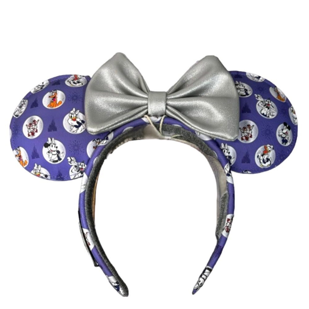Disney100 Platium and Purple Mickey & Friends Loungefly Minnie Ear Headband - Picture 1 of 3